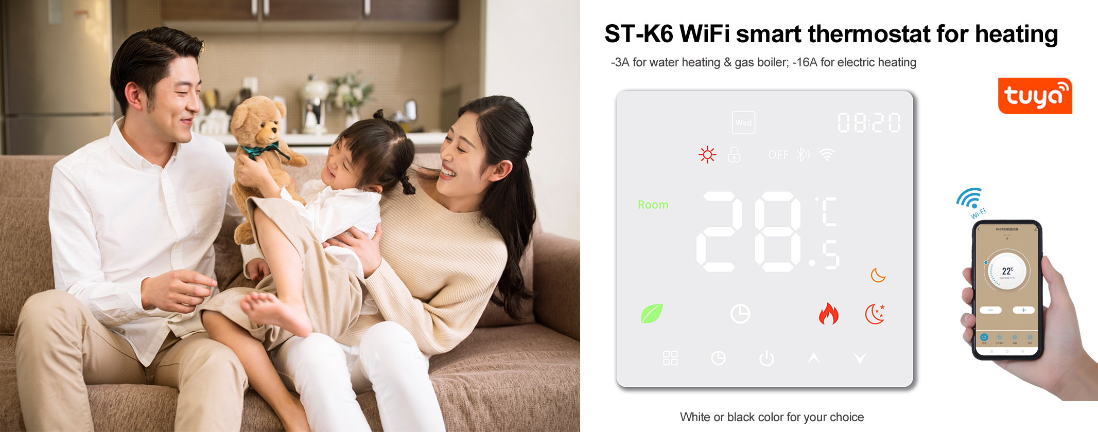 Color display heating thermostat