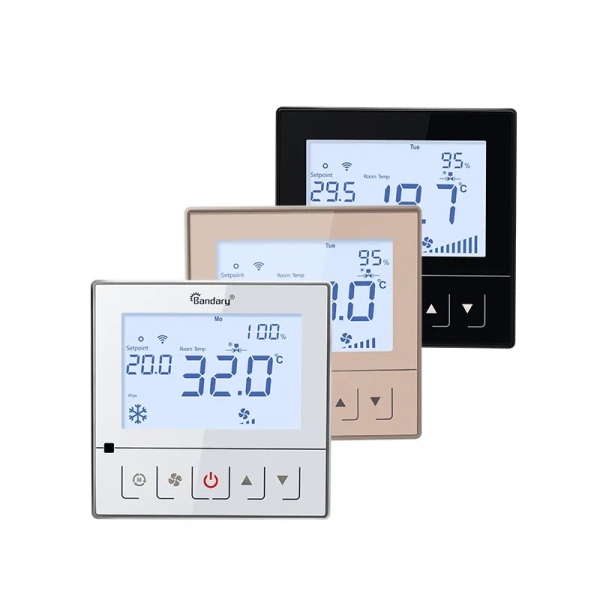 FC221W smart PID thermostat for fan coil unit or AC system with external sensor & OCC/key card contact